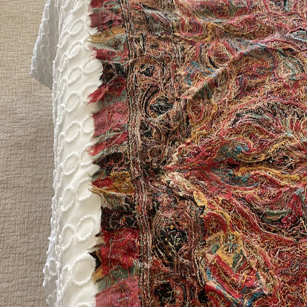 Antiquarian (1850s) Kashmir-a Wool Thread Piano Shawl: Paisley, France